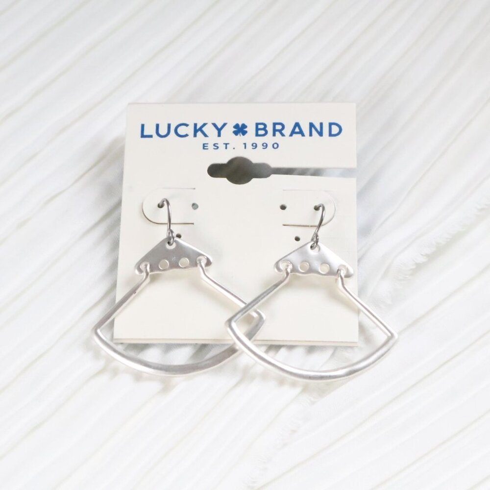 Lucky Brand Modern Geometric Silver Earrings Chic Fashion Jewelry Statement